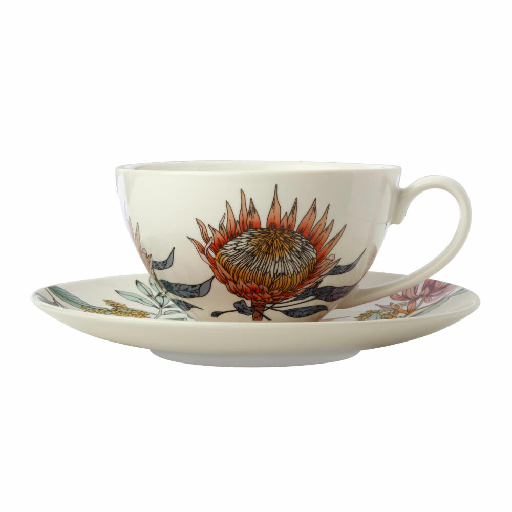 Maxwell & Williams Tasse mit Untertasse Waratah, Kaffeetasse, Teetasse, Porzellan, Bunt, 200 ml, II0083