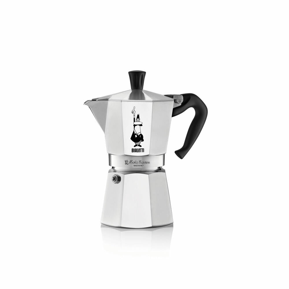 Bialetti Espressokocher Moka Express für 4 Tassen, Espresso, Espressokanne, Kaffeebereiter, Aluminium, Silber, 190 ml, 1164