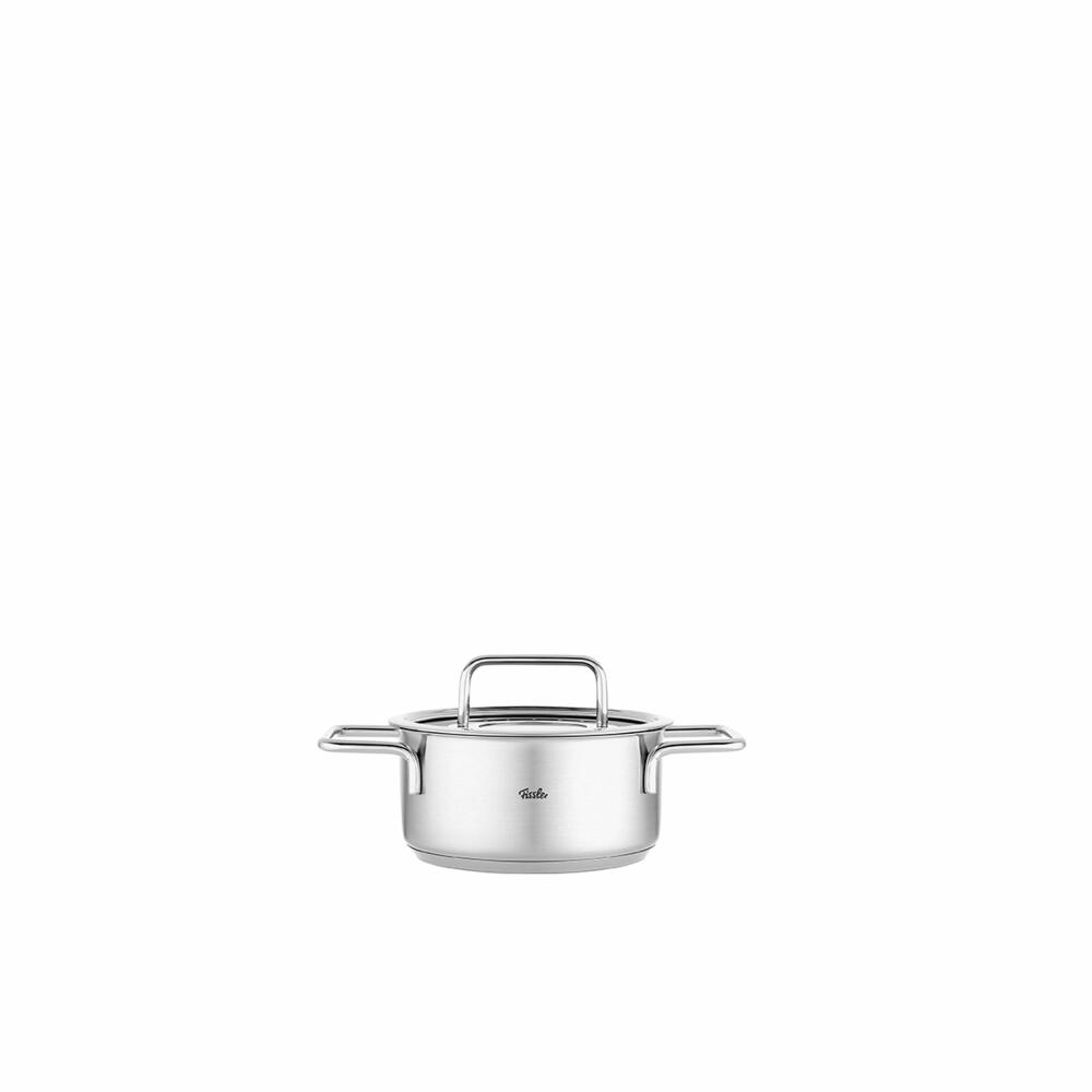 Fissler Kochtopf Pure mit Glasdeckel, Edelstahl 18/10, Silbern, 16 cm, 086-115-16-000