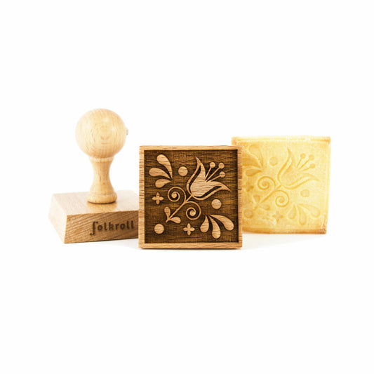 Folkroll biscuit stamp tulip, 55x55 mm, cookie stamp, baking stamp, biscuit, stamp, motif, beech wood, 334775