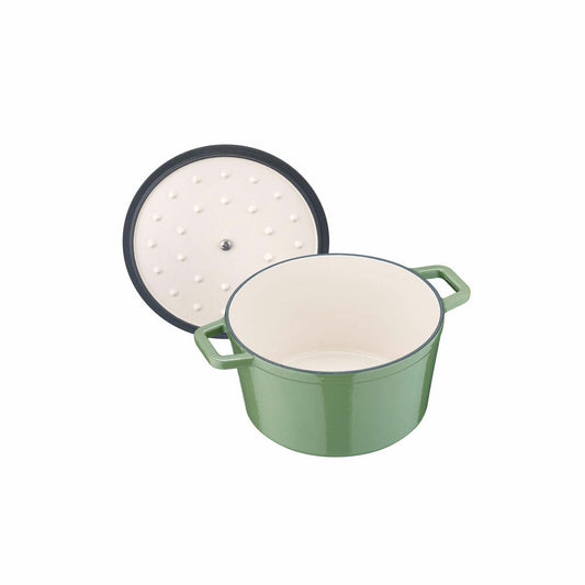 Berndes b.iron roaster cooking pot round, casserole dish, pot, induction-suitable, cast iron, green, Ø 20 cm, 034253