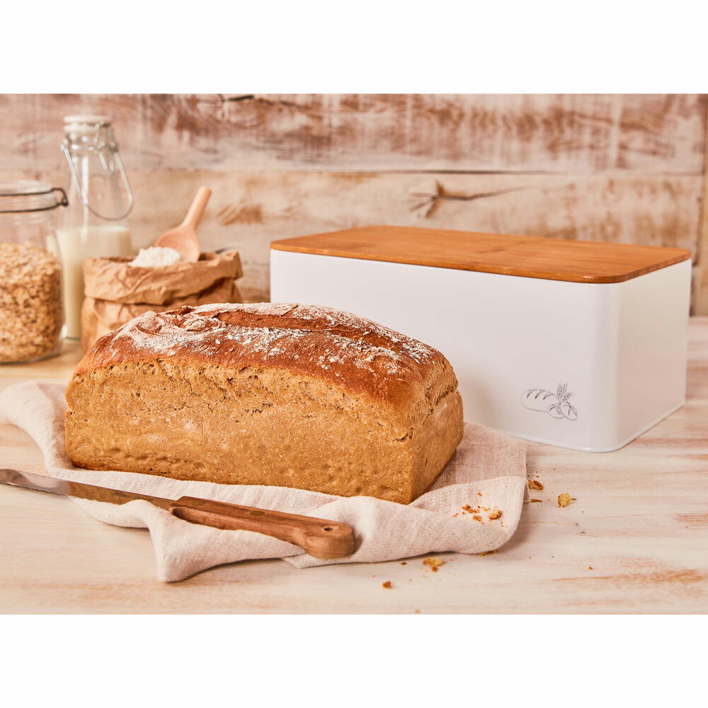 Birkmann Laib & Seele bread box, with lid, bread box, bread container, metal / bamboo, 33 x 18 x 13 cm, 310209