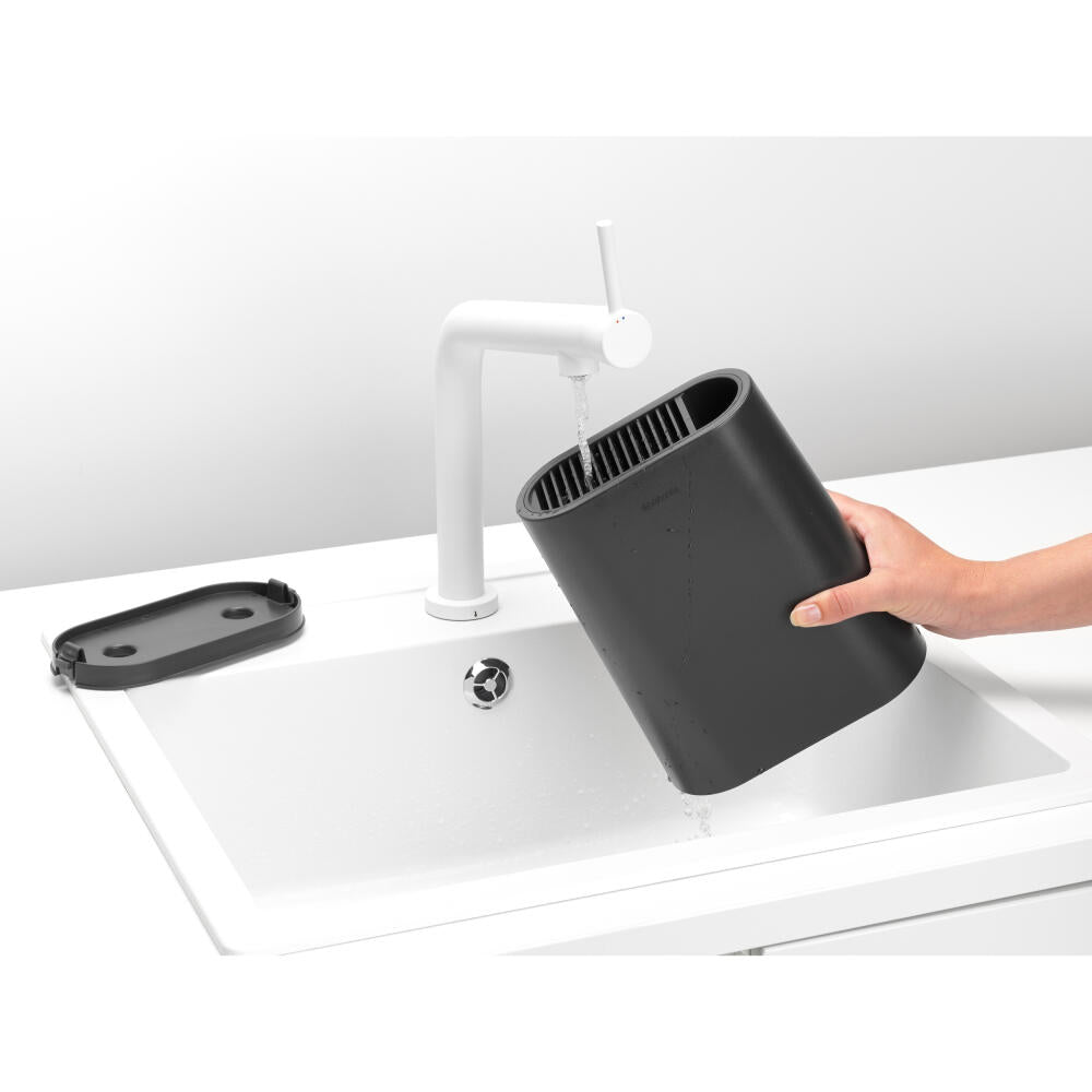 Brabantia Profile knife block with additional compartment, plastic, dark grey, 129889