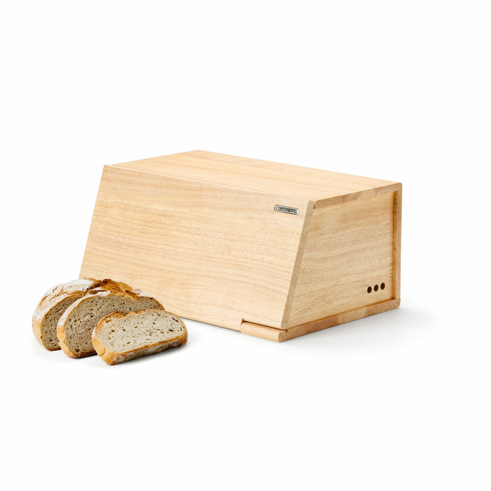 Continenta Brotkasten, Brotaufbewahrung, Brotbox, Gummibaumholz, 40 x 26 x 18.5 cm, 3292