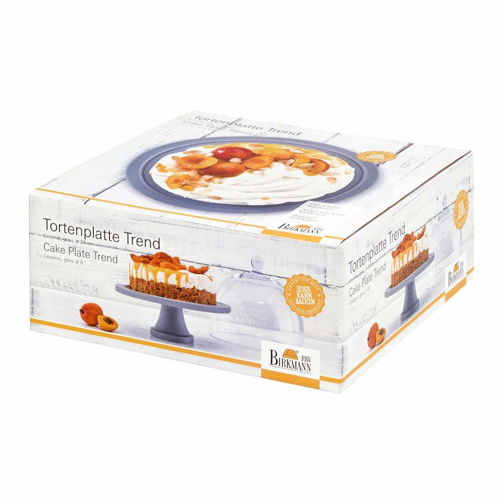 Birkmann Tortenplatte Trend, Kuchenplatte, Tortenständer, Keramik, Steingrau matt, Ø 24 cm, 443679