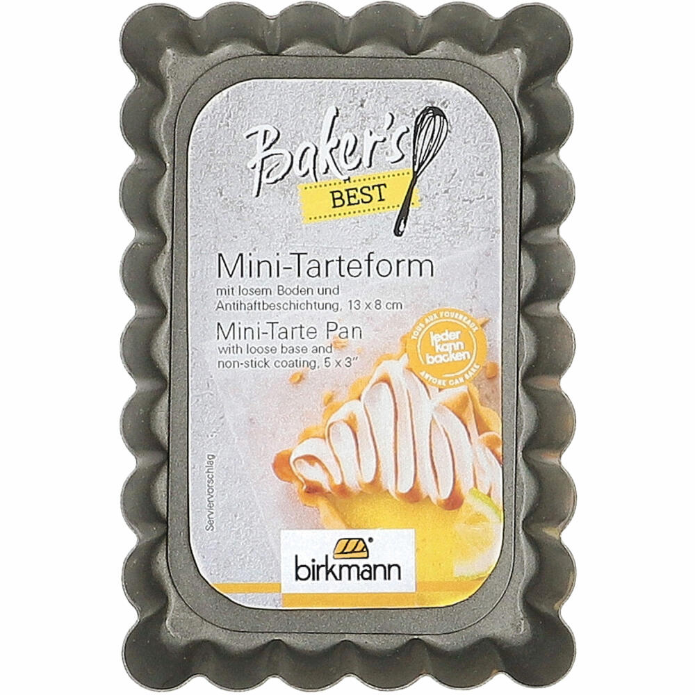Birkmann Bakers Best Mini-Tarteform, mit losem Boden, Backform, Kuchenform, Karbonstahl, 13 x 8 cm, 886568