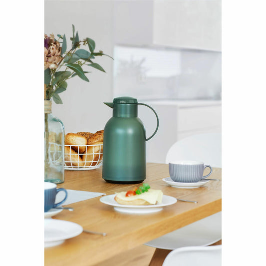 Emsa SAMBA Isolierkanne Quick Press, Kanne, Teekanne, Kaffeekanne, Kaffee, Kunststoff, Transparent-Dunkelgrün, 1.5 L, N4012100