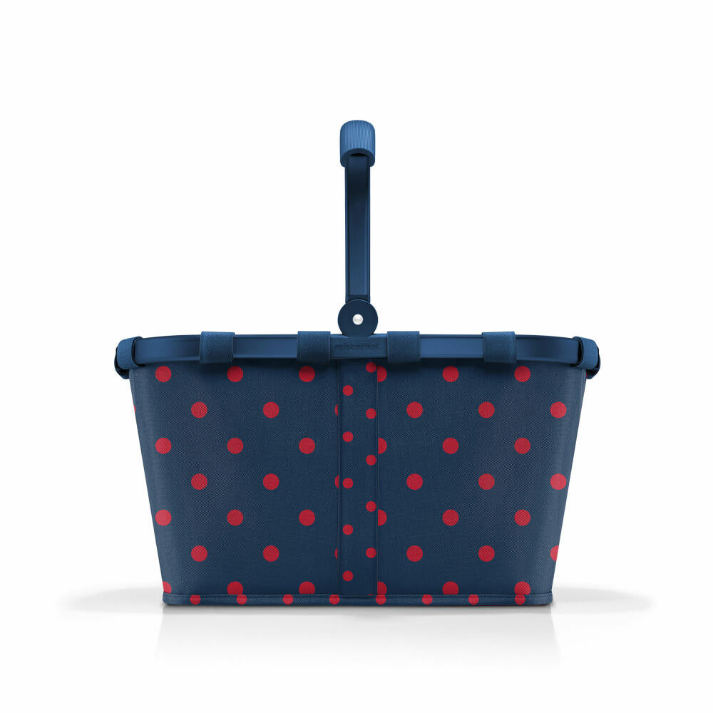 reisenthel carrybag, Einkaufskorb, Korb, Picknickkorb, Tragetasche, Polyestergewebe, Frame Mixed Dots Red, 22 L, BK3076