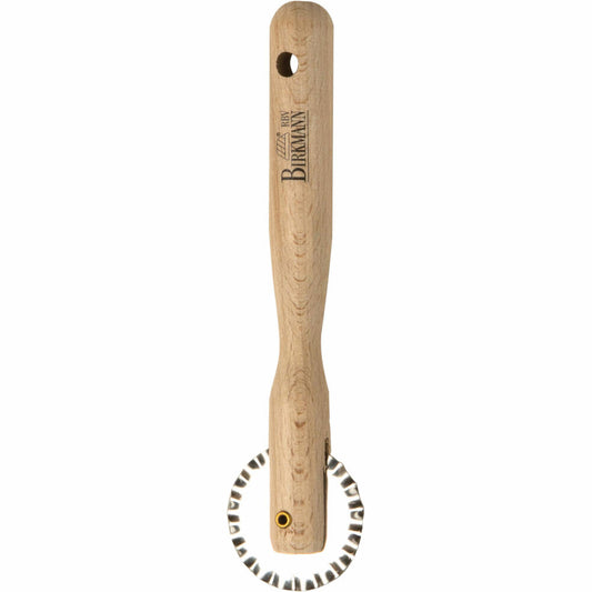 Birkmann Easy Baking Teigrädchen Gewellt, Teigschneider, Teigrad, Teigtaschenrad, Buchenholz / Metall, 15 cm, 340565