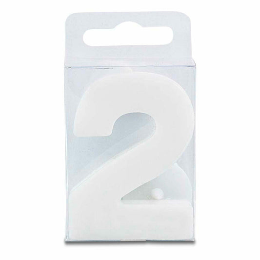 Städter candles number 2, with holder, number, birthday candles, cake candles, birthday, candle, white, 4.5 cm, 910690