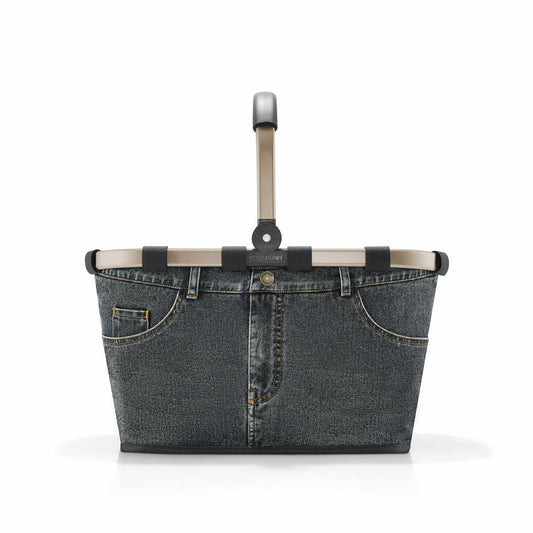 reisenthel carrybag, Einkaufskorb, Korb, Picknickkorb, Tragetasche, Jeansmaterial, Frame Jeans Dark Grey, 22 L, BK1034