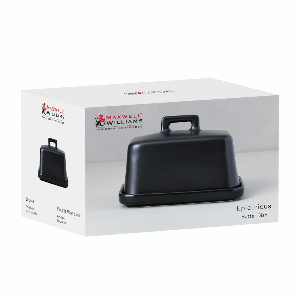 Maxwell & Williams Epicurious butter dish, butter dish, porcelain, black, 17x12 cm, IA0101