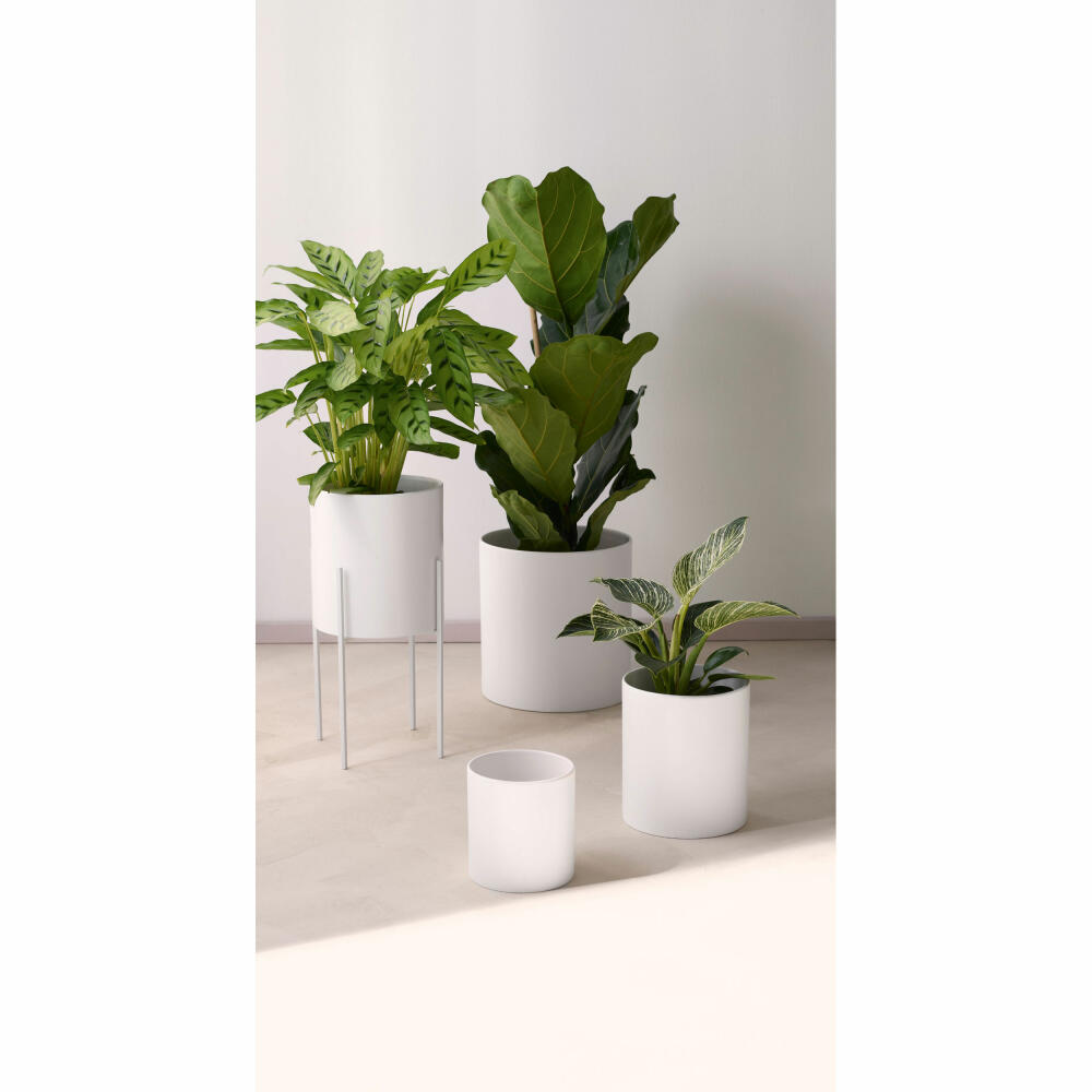 ASA Selection haruko Übertopf, Blumentopf, Pfanzentopf, Pflanzkübel, Blumenkübel, Steingut, Weiß Matt, H 23 cm, 64056091