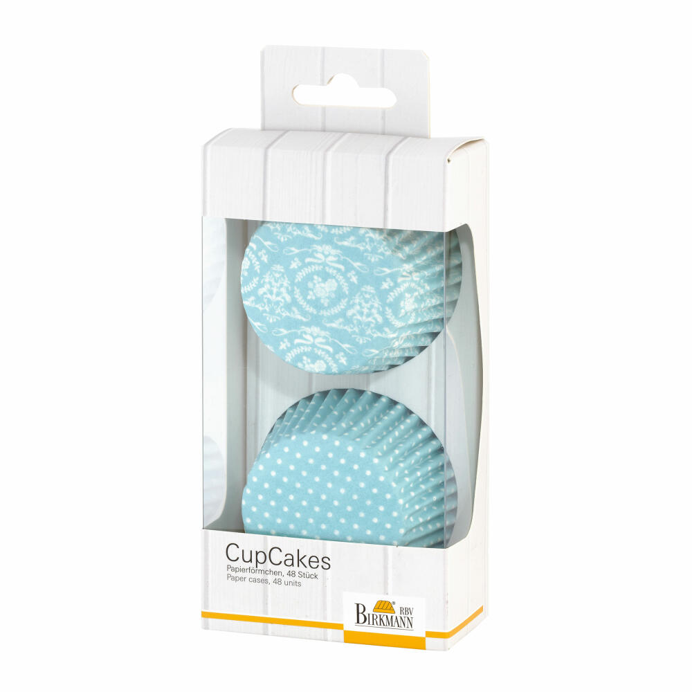 Birkmann CupCake-Papierförmchen, Cup Cake Förmchen, Formen, Flower-Ornament, Papier, Ø 7 cm, 48 Stück, 440814
