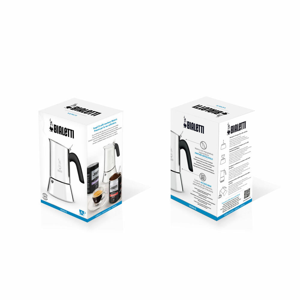 Bialetti Espressokocher New Venus für 2 Tassen, Espresso, Espressokanne, Kaffeebereiter, Edelstahl, Silber, 85 ml, 7252