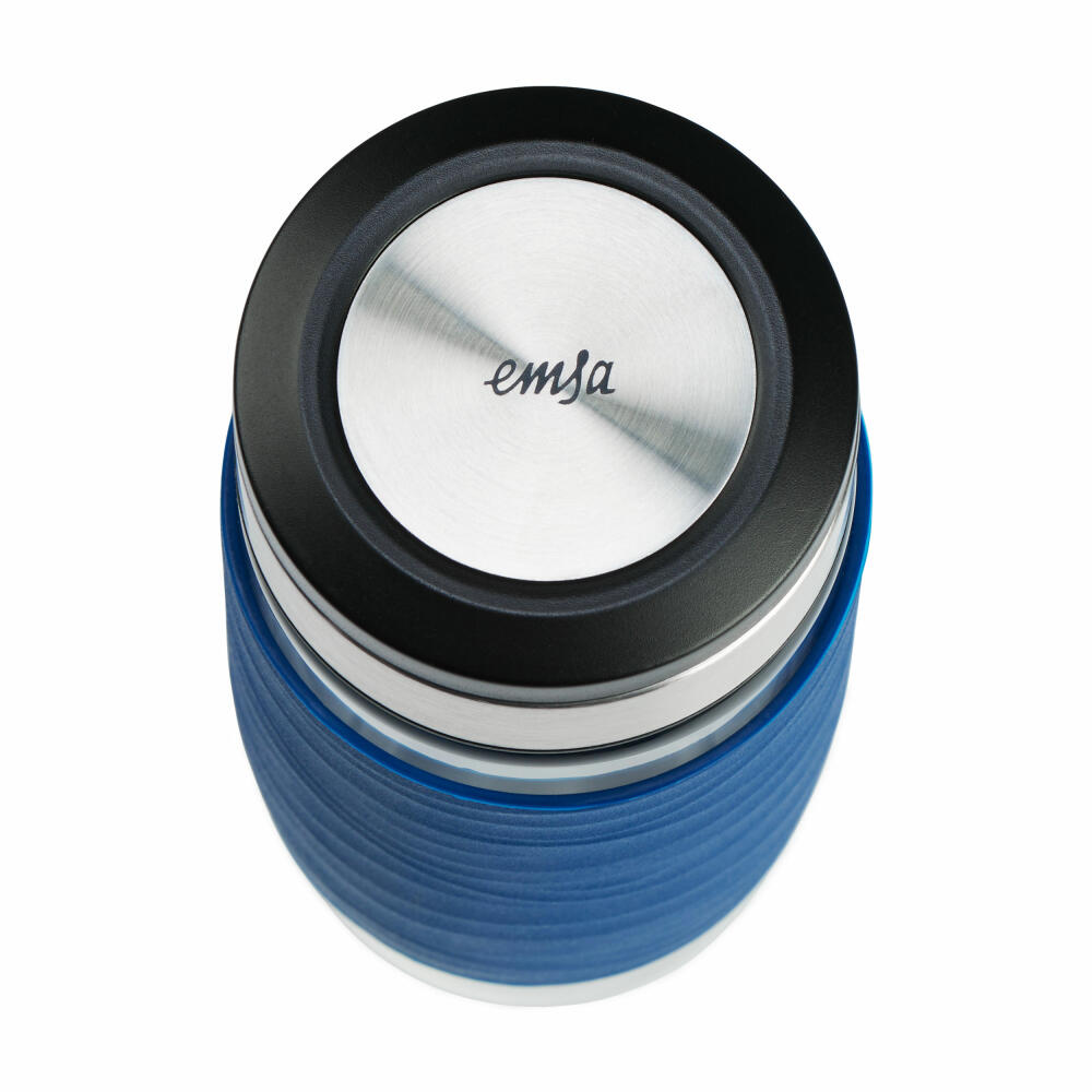 Emsa Teebecher Tea Mug, Teeglas mit Sieb, doppelwandiges Glas, Silikonmanschette, Blau, 400 ml , N2080500