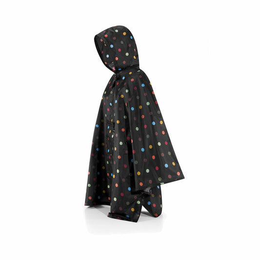 reisenthel mini maxi poncho, rain jacket, rain cape, rain cape, foldable, one size, dots / black with dots, AN7009