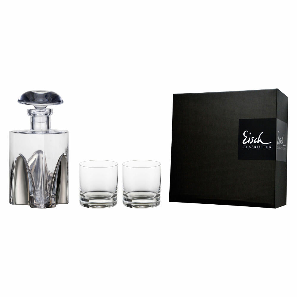 Eisch Whisky Gift Set Gentleman Platinum 3-piece, 2 mugs with carafe, crystal glass, platinum, 86577498
