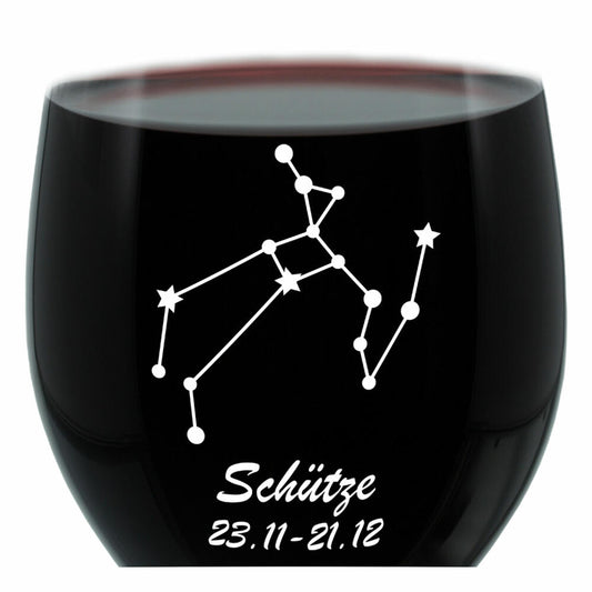 Leonardo Weinglas 400 ml, Motivglas, Sternbild Schütze, Geschenk, Stimmungsglas mit Gravur, Moodglas, 22 cm