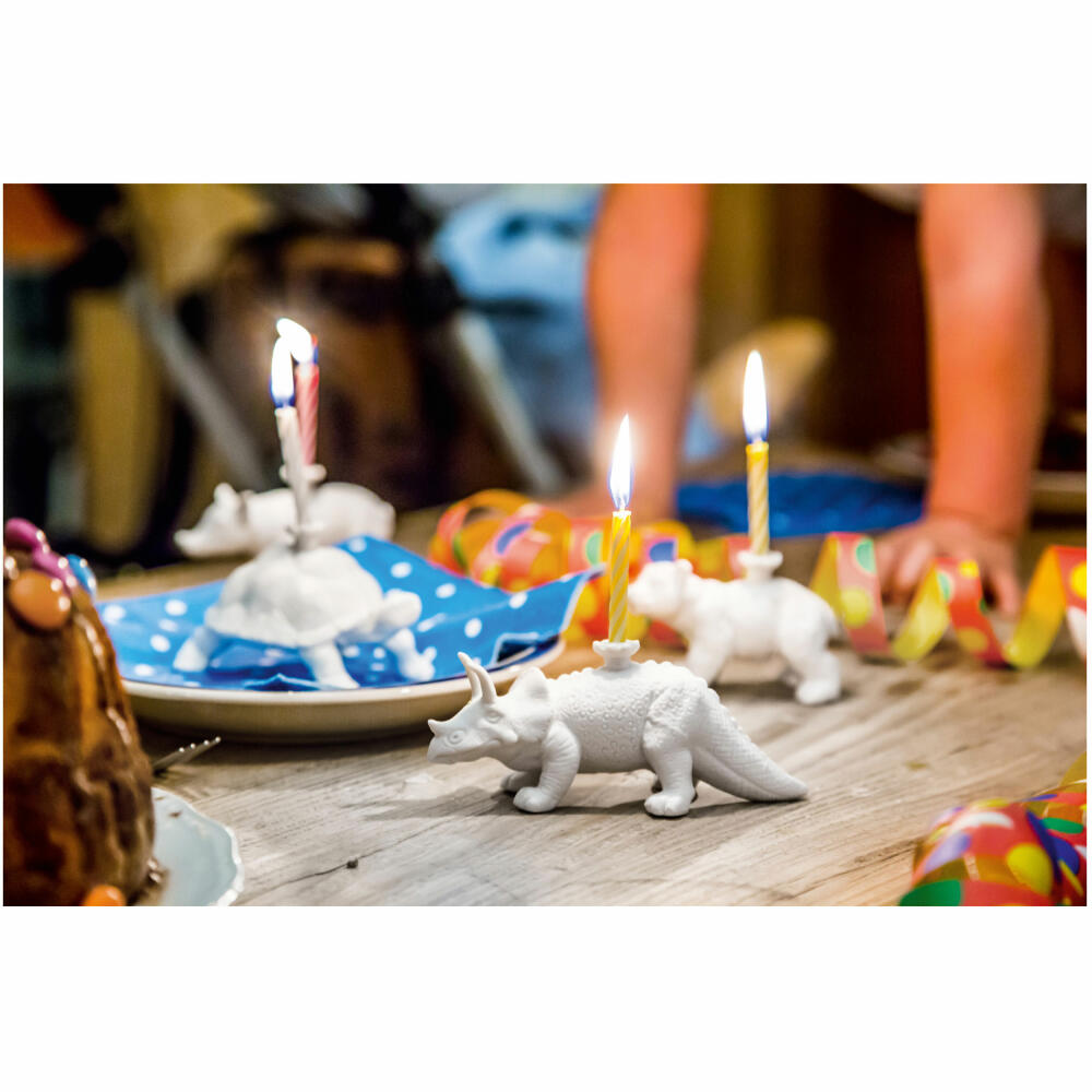 Donkey Products Happy Zoo Day Knut, candle holder bear, incl. 4 candles, porcelain, white, 14 cm, 210792