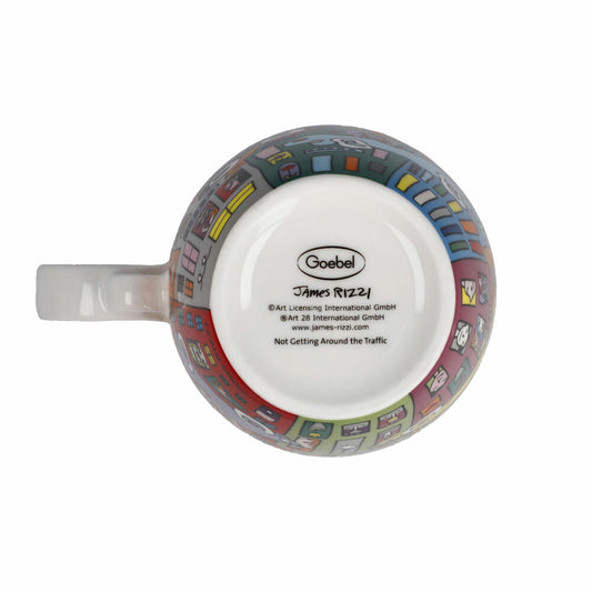 Goebel teacup with lid and strainer James Rizzi - Not Getting Around the Traffic, Pop Art, Fine Bone China, Colorful, 450 ml, 26103161