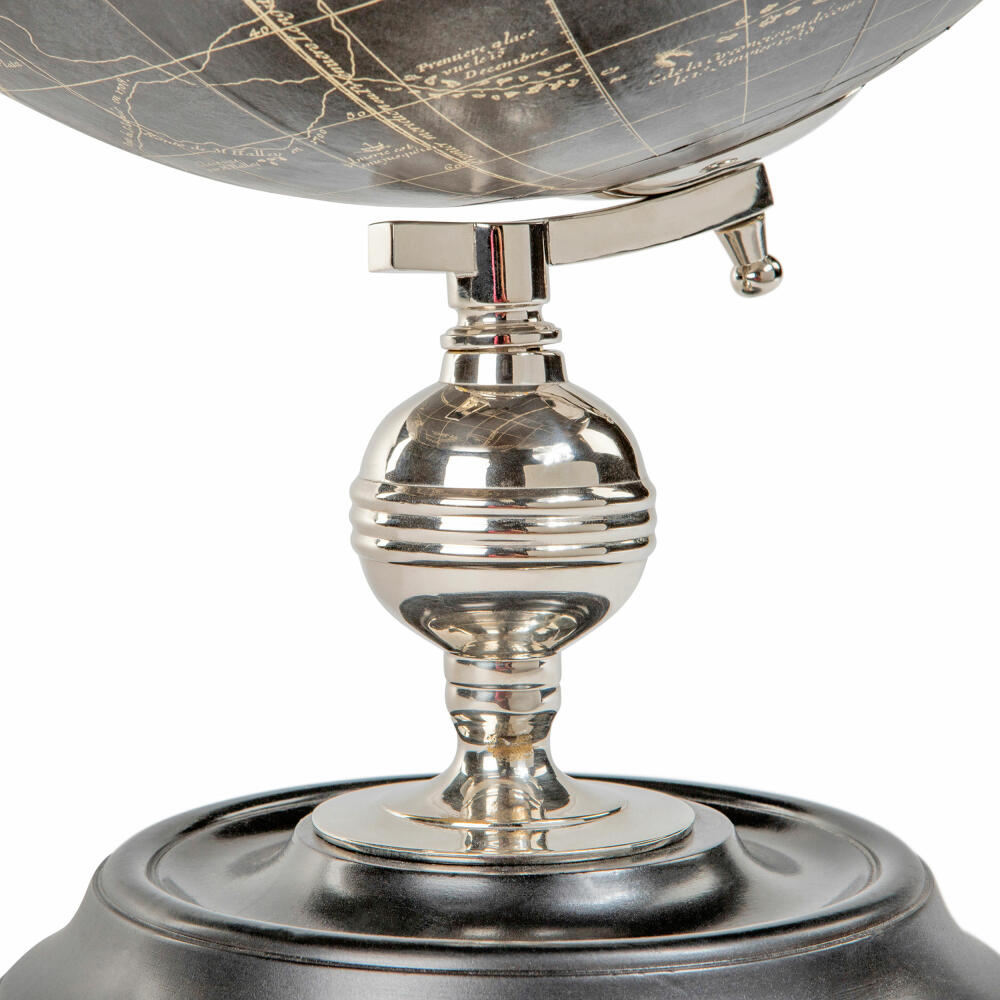 Authentic Models Globus Weber Vaugondy 1745 Noir, decorative globe, chrome base / plastic / paper, GL041