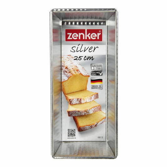 Zenker Silver King Cake Pan, Loaf Pan, Cake Pan, Baking Pan, Cake Pan, Tin Plate Tinned, Silver, L 25 cm, 6813