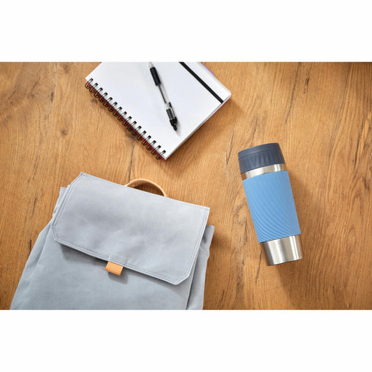 Emsa TRAVEL MUG EASY TWIST Isolierbecher, Kaffeebecher, Mug, Coffee To Go Becher, Edelstahl/Silikon, Aqua-Blau, 360 ml, N2011800