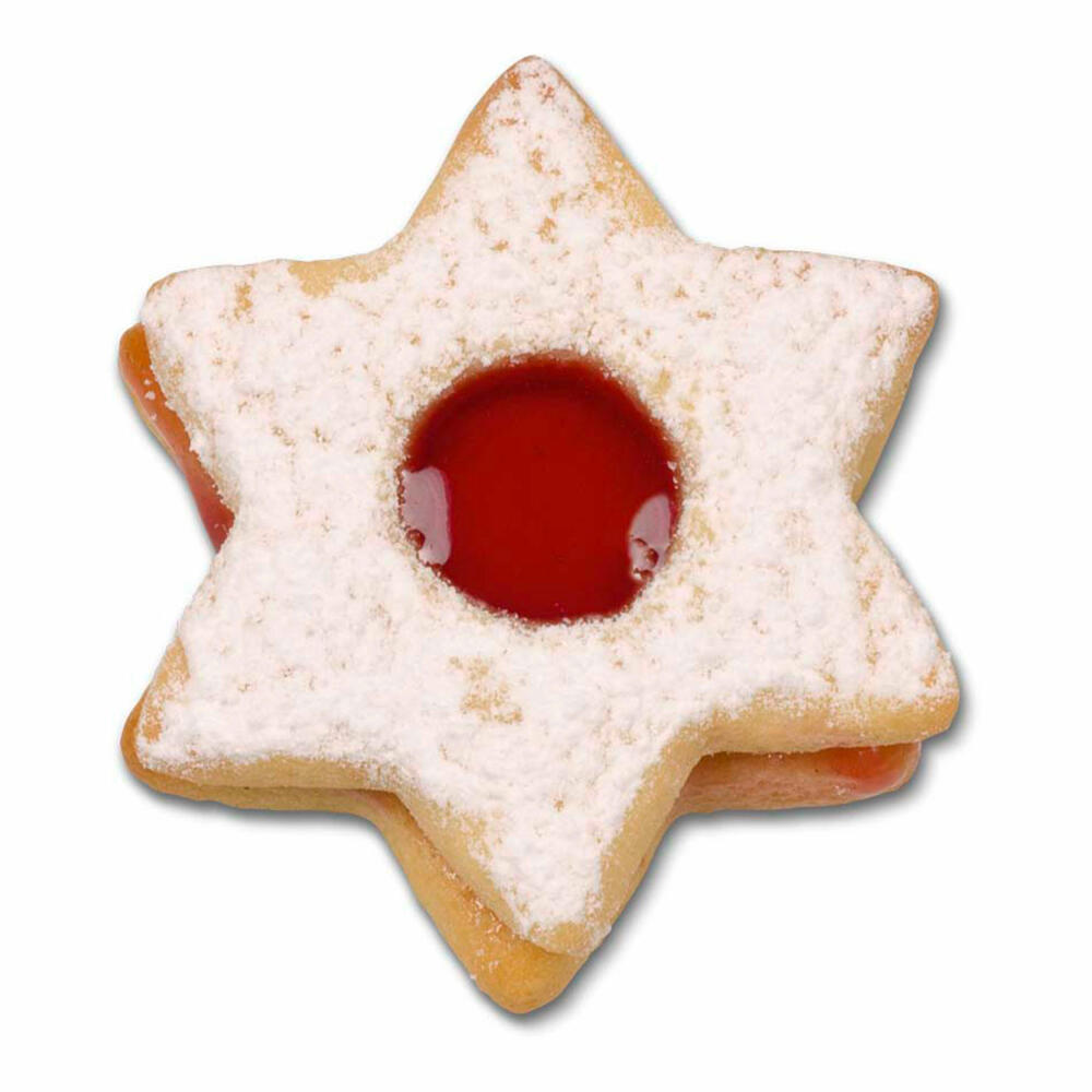 Städter Linzer-Ausstecher mit Auswerfer Stern, Ausstechform, Plätzchenform, Keks, Plätzchen, Edelstahl, Ø 4 cm, 954374
