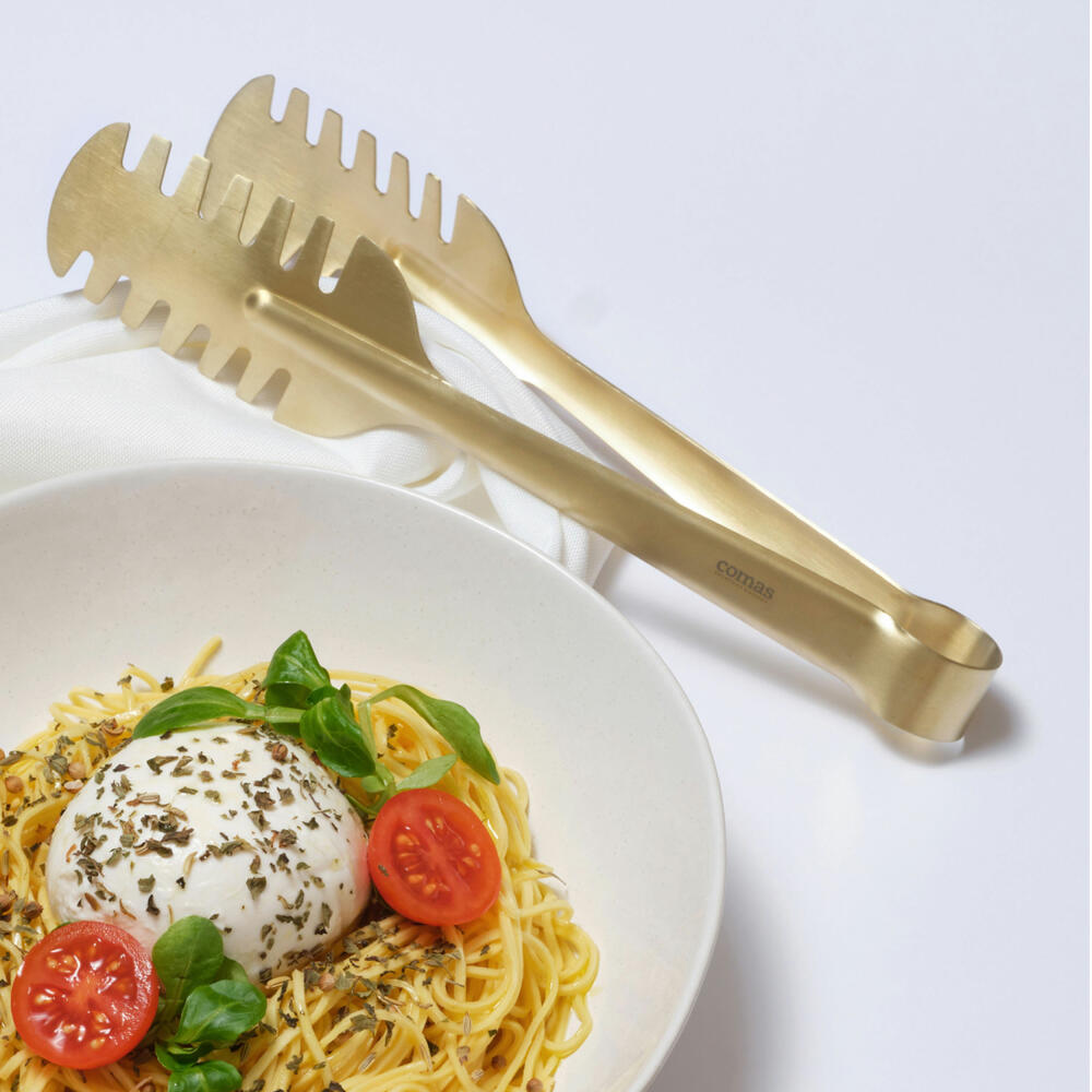 Comas Spaghettizange Elegant PVD Champagner Satin, Pastagreifer, Zange, Edelstahl satiniert, 24 cm, 6773