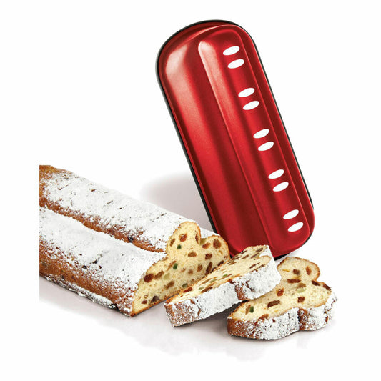 Zenker Sparkling Christmas Stollen Baking Pan, Stollen Baking Pan, Christmas Stollen, Stollen Mold, Non-Stick Coating, Red / Black, 31 cm, 6004