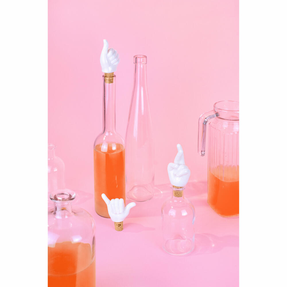 Donkey Products Flaschenverschluss Thumbs Up Hands, Flaschenkorken, Stopfen, Porzellan, Kork, Weiß, 200626