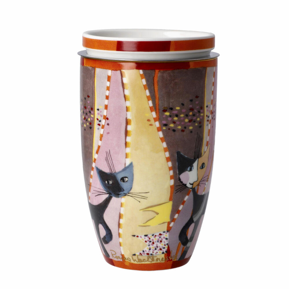 Goebel Teetasse mit Deckel und Sieb Rosina Wachtmeister - Sottosopra, Becher, Fine Bone China, Bunt, 450 ml, 66861081