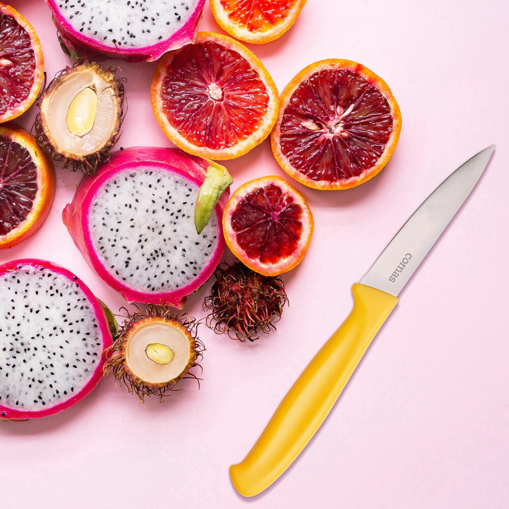 Comas Universalmesser Puntillas Micro Yellow, Obstmesser, Schälmesser, Edelstahl, Kunststoff, Gelb, 20 cm, 7538