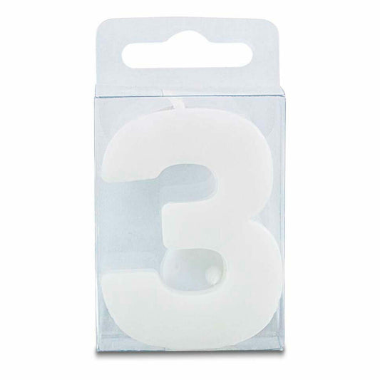 Städter candles number 3, with holder, number, birthday candles, cake candles, birthday, candle, white, 4.5 cm, 910706