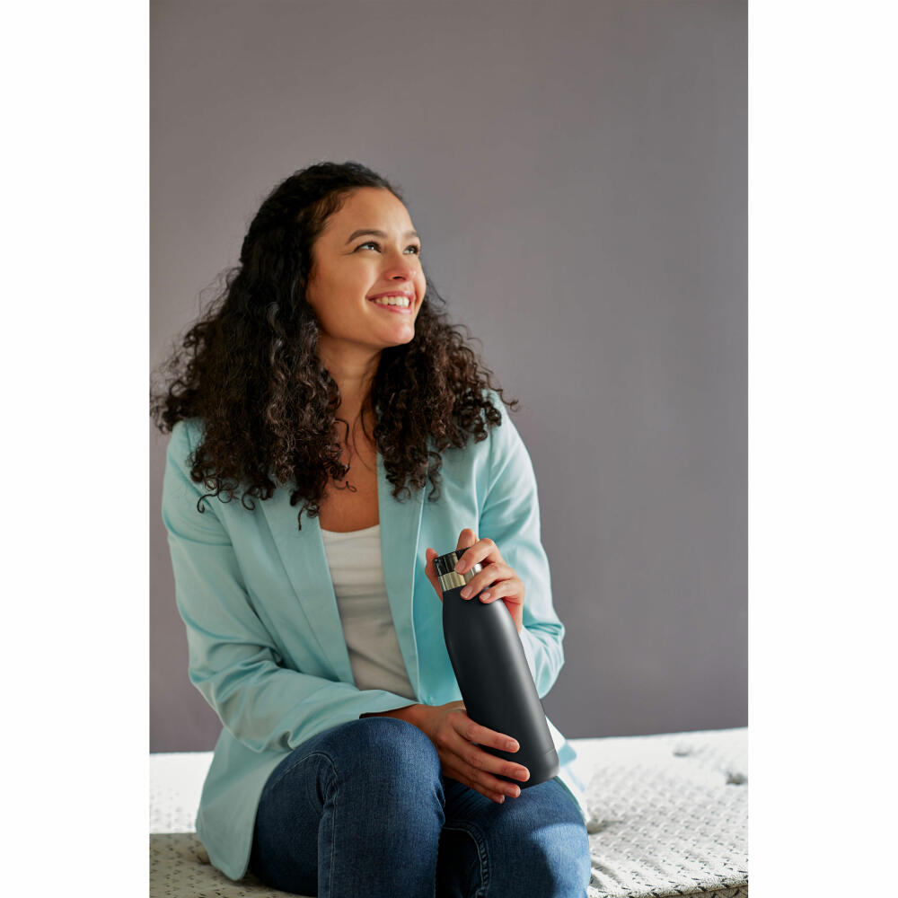 EMSA BLUDROP COLOR Trinkflasche, Wasserflasche, Flasche, Edelstahl, Schwarz, 0.5 L, N31101