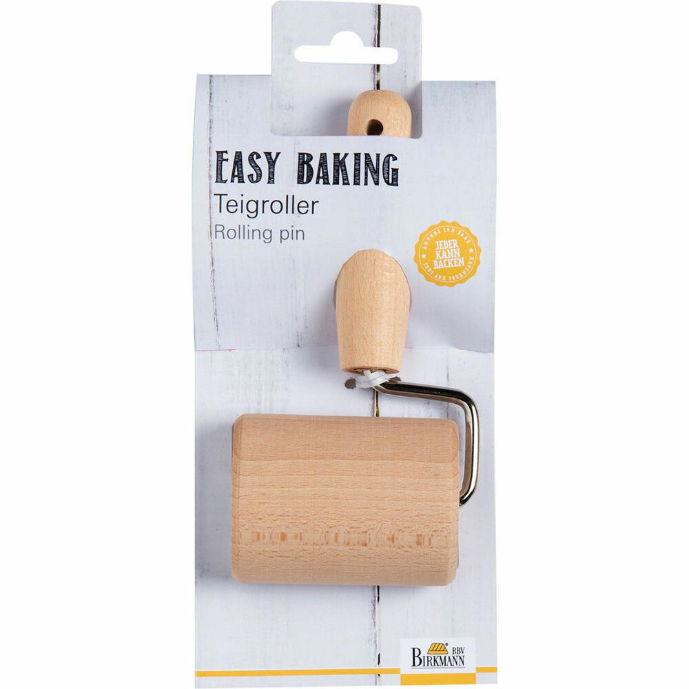 Birkmann Easy Baking Teigroller Gerade, Ausroller, Backzubehör, Küchenhelfer, Holz, 7 cm, 340541