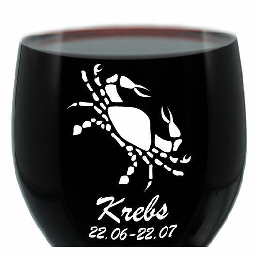 Leonardo Weinglas 400 ml, Motivglas, Sternzeichen Krebs, Geschenk, Stimmungsglas mit Gravur, Moodglas, 22 cm