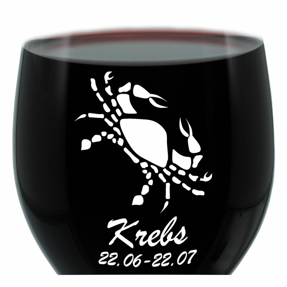 Leonardo Weinglas 400 ml, Motivglas, Sternzeichen Krebs, Geschenk, Stimmungsglas mit Gravur, Moodglas, 22 cm