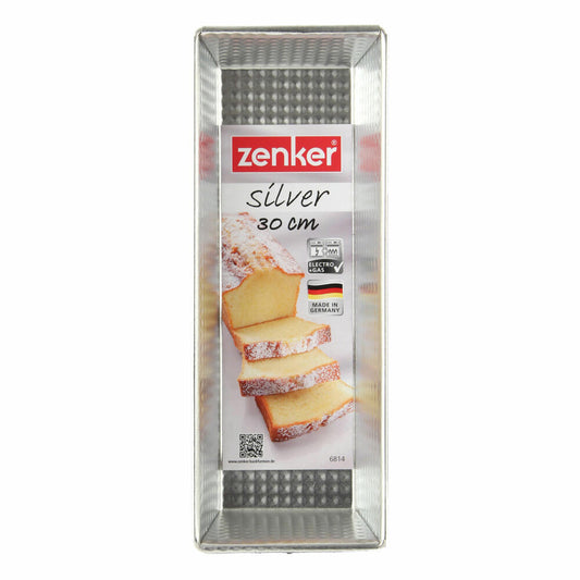 Zenker Silver King Cake Pan, Loaf Pan, Cake Pan, Baking Pan, Cake Pan, Tin Plate Tinned, Silver, L 30 cm, 6814
