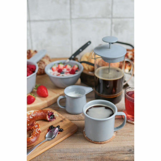 Fackelmann Tasse Breakfast, Kaffeebecher mit Henkel, Emaille, Grau, 9 x 8 cm, 47176
