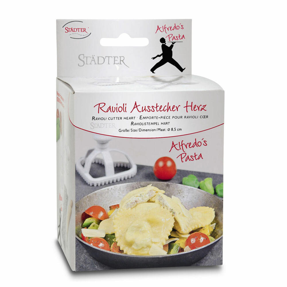 Städter Alfredos Pasta Ravioli-Ausstecher Herz, Ausstechform, Ravioli-Former, Teigtaschen Stempel, Kunststoff, 8.5 cm, 988156