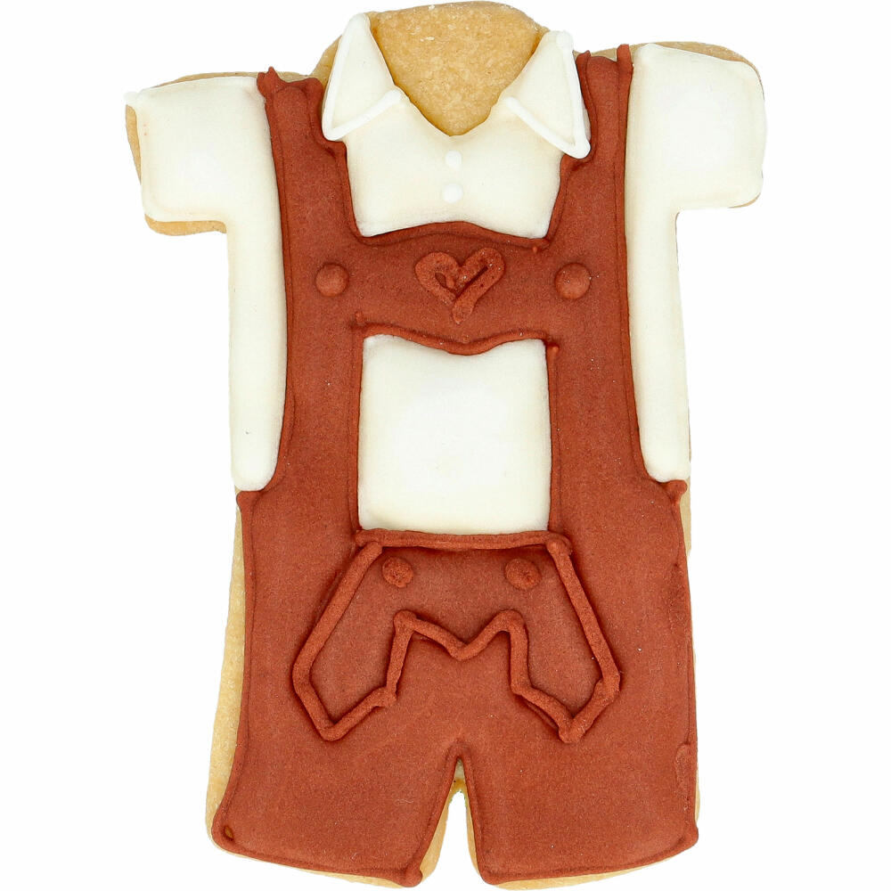 Birkmann Lederhose cookie cutter, with internal embossing, cookie cutter, cookie shape, biscuit, biscuits, stainless steel, 9.5 cm, 199118