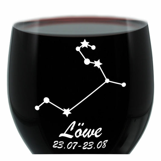Leonardo Weinglas 400 ml, Motivglas, Sternbild Löwe, Geschenk, Stimmungsglas mit Gravur, Moodglas, 22 cm
