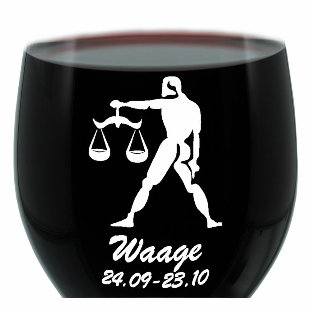 Leonardo wine glass 400 ml, motif glass, zodiac sign Libra, gift, mood glass with engraving, mood glass, 22 cm