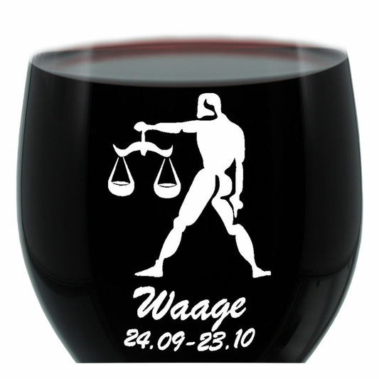 Leonardo Weinglas 400 ml, Motivglas, Sternzeichen Waage, Geschenk, Stimmungsglas mit Gravur, Moodglas, 22 cm