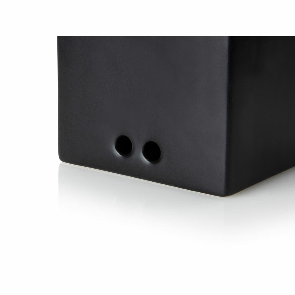 Continenta Vorratsdose mit Holzdeckel, Aufbewahrungsbehälter, Vorratsbox, Keramik, Gummibaumholz, Schwarz, 14 x 12 x 15.5 cm, 3721