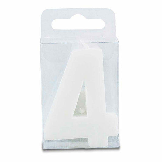 Städter candles number 4, with holder, number, birthday candles, cake candles, birthday, candle, white, 4.5 cm, 910713