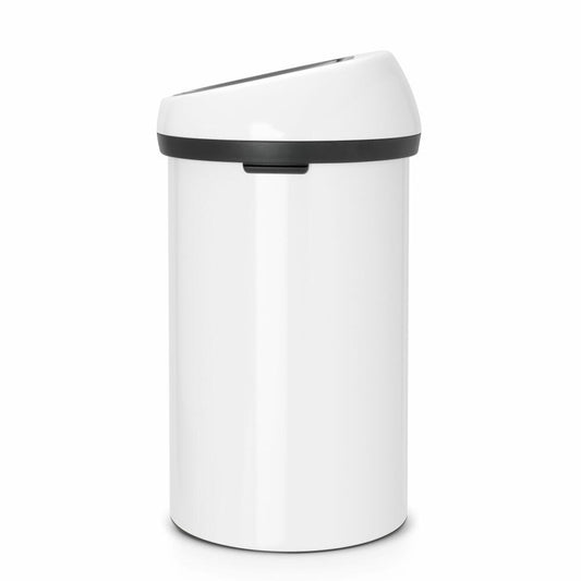 Brabantia Touch Bin Abfallbehälter, Mülleimer, Müll Eimer, White / Deckel White, 60 L, 108686