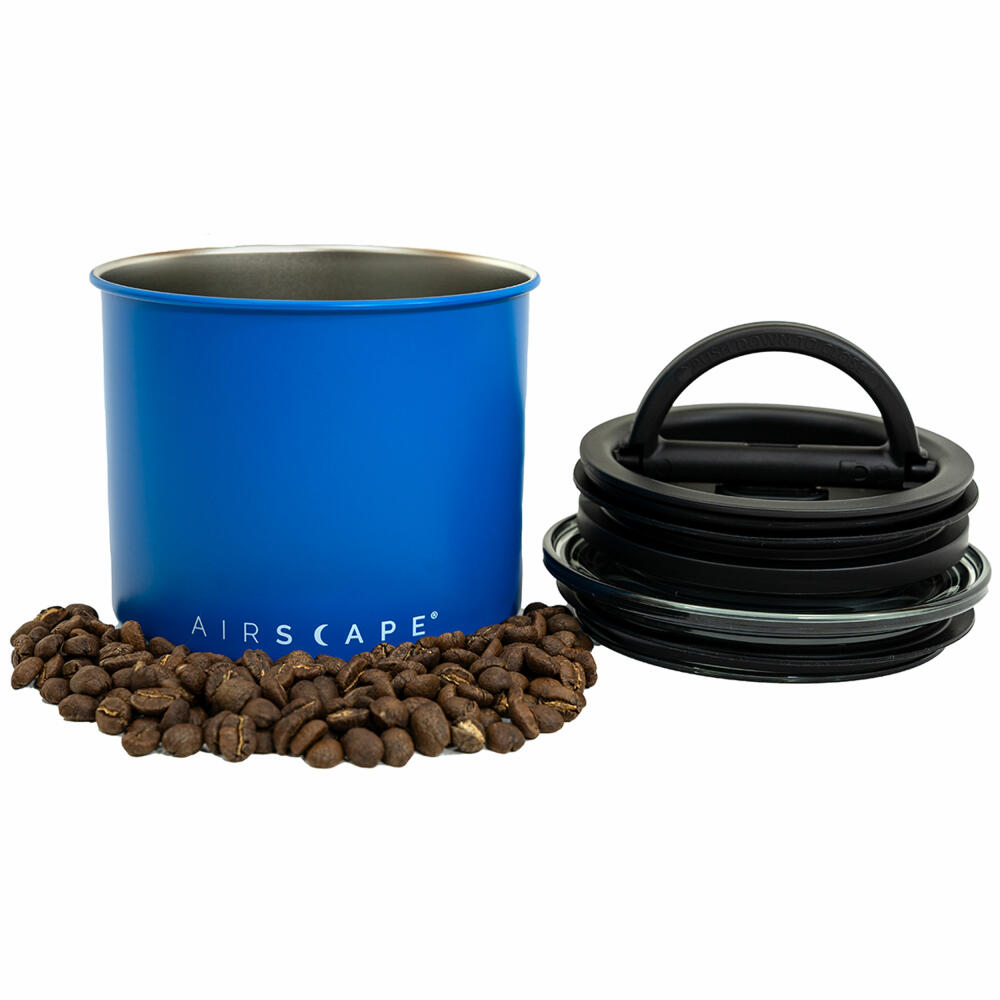 Airscape Edelstahl-Aromabehälter Klein, Kaffeedose, Aufbewahrungdose, Edelstahl, Blau Matt, AS2904